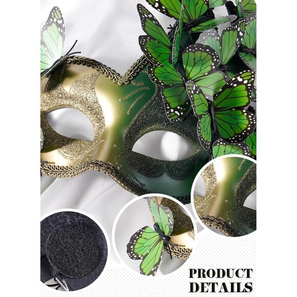 Butterfly Masquerade Mask Women Elegant Handmade Halloween Party Accessory - Picture 5 of 6